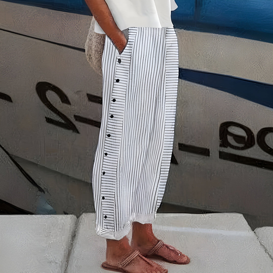 Comfortable straight leg women's lightweight trousers. Relaxed fit summer pants perfect for everyday & travel.