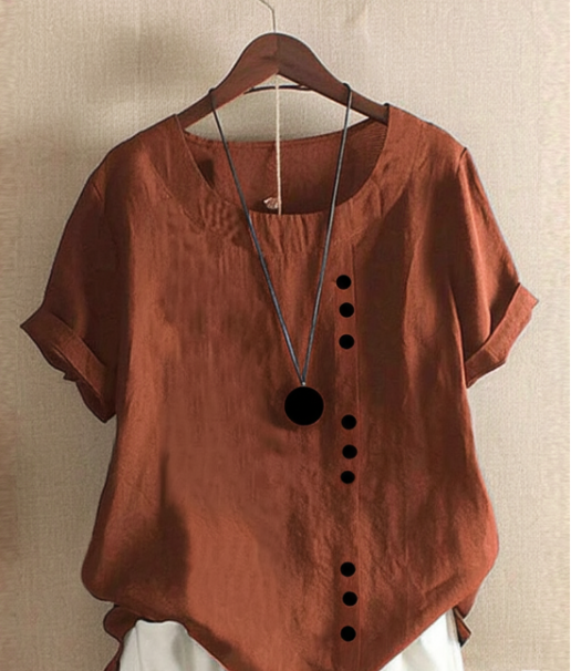 Comfortable short sleeve women's tunic top, perfect for breezy summer wear.