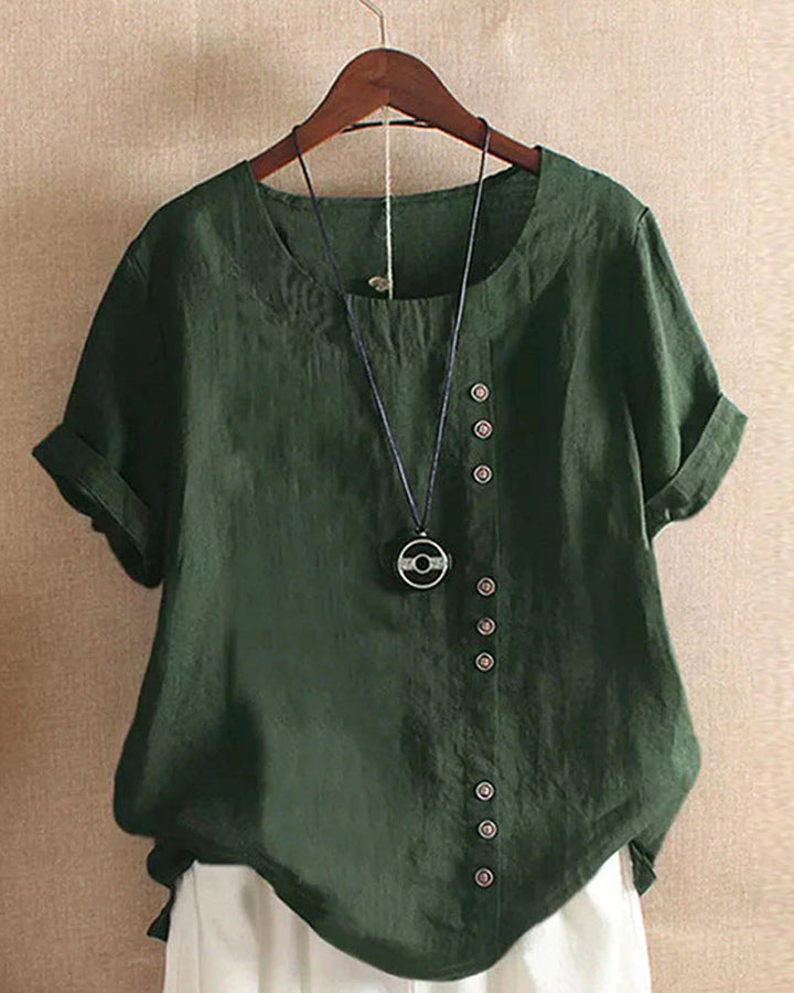 Short sleeve women's relaxed tunic top, offering effortless comfort and style.