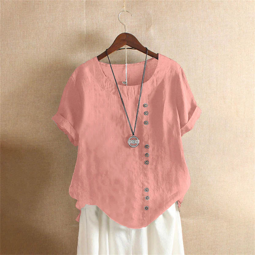 Women's short sleeve tunic top, a comfortable and chic option for summer.