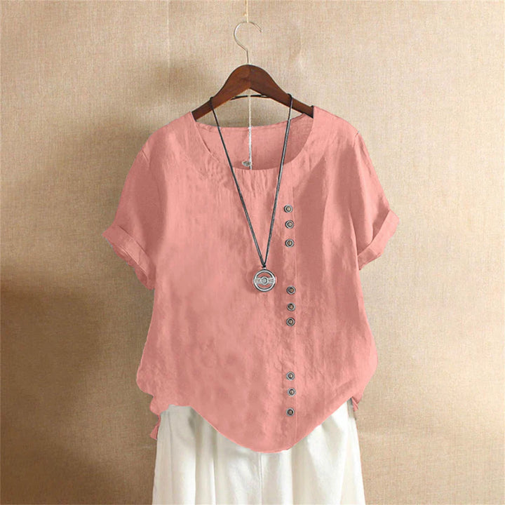 Women's short sleeve tunic top, a comfortable and chic option for summer.