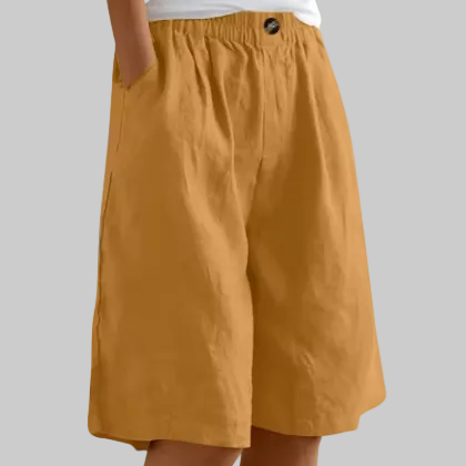 Stay cool in women's relaxed wide leg Bermuda shorts, an essential for any casual, comfortable summer wardrobe.