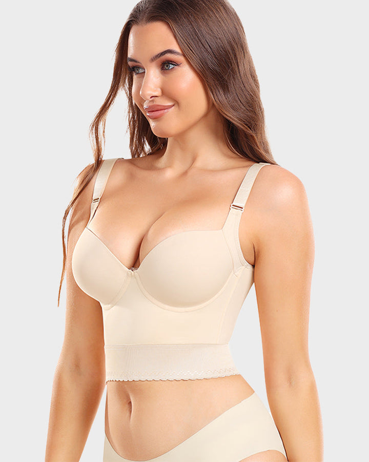 Women's seamless longline push-up bra, a sculpting undergarment for confident body shaping & support.