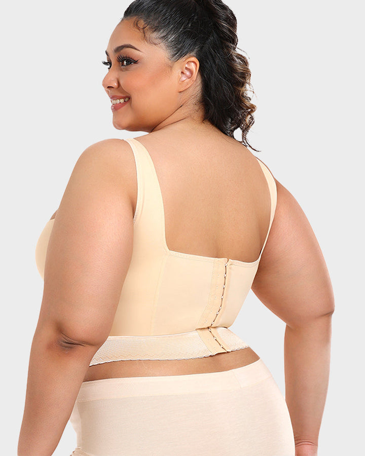 Modern women's sculpting longline bra, push-up design for seamless shaping & supportive comfort.