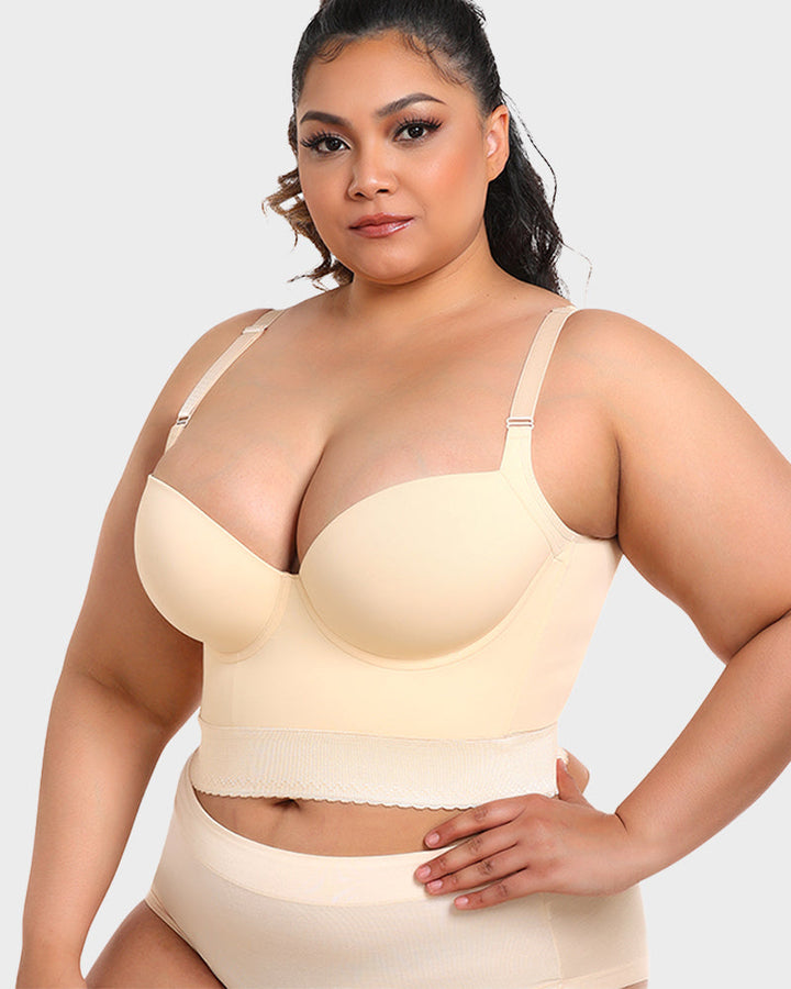 Breathable longline push-up bra for women, sculpting shapewear offers firm support & smooth contours.