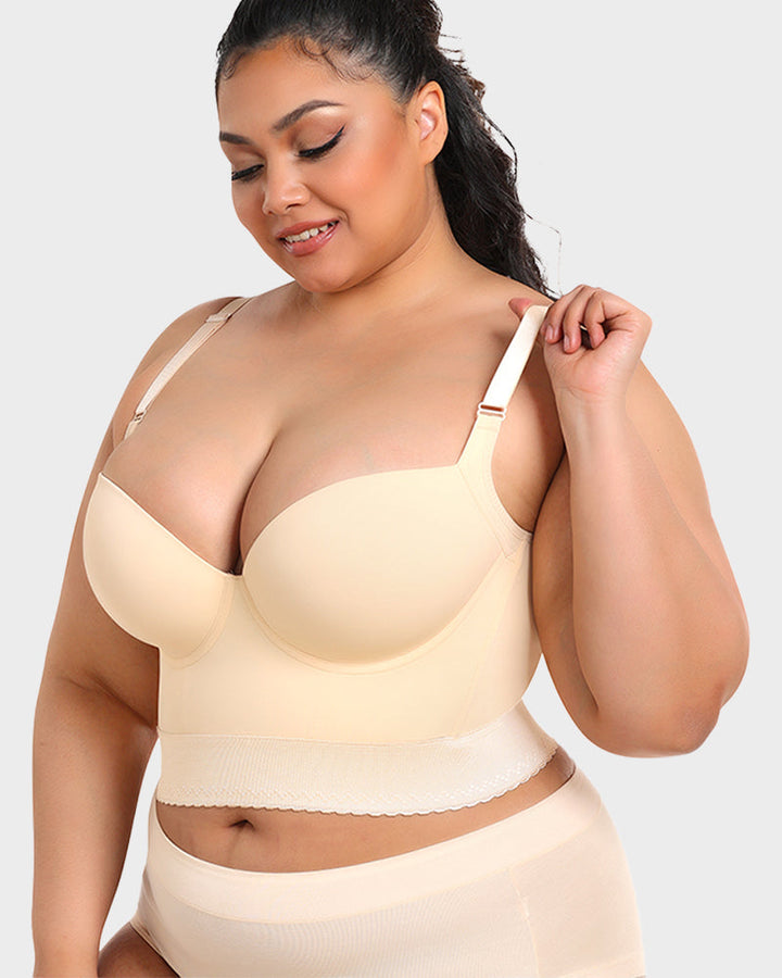 Versatile women's longline push-up bra with integrated shapewear for elegant shaping & comfort.