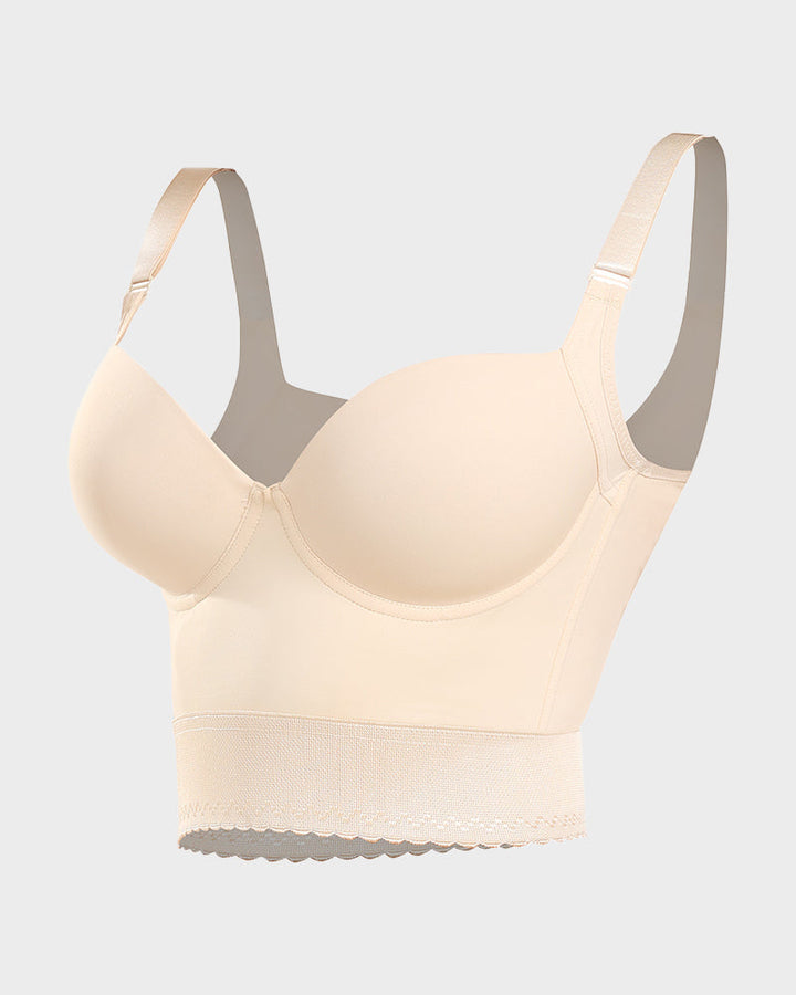 Dynamic sculpting longline bra, a women's push-up undergarment providing seamless support & body contour.