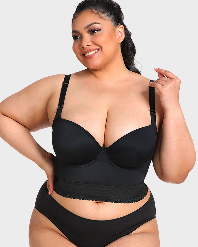 Sculpting longline bra, a comfortable push-up undergarment for women, provides seamless body shaping.