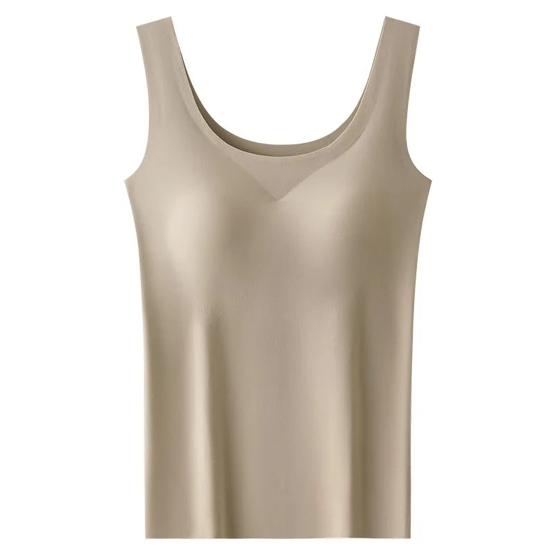 Effortless women's seamless tank top with a built-in bra, offering a smooth finish for versatile summer fashion.