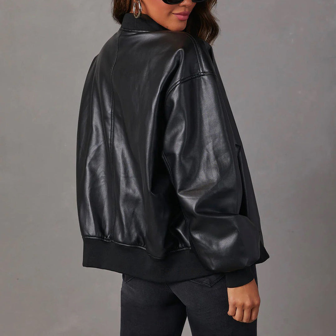 Versatile women's casual bomber jacket, a modern and sleek outerwear choice for everyday stylish looks.