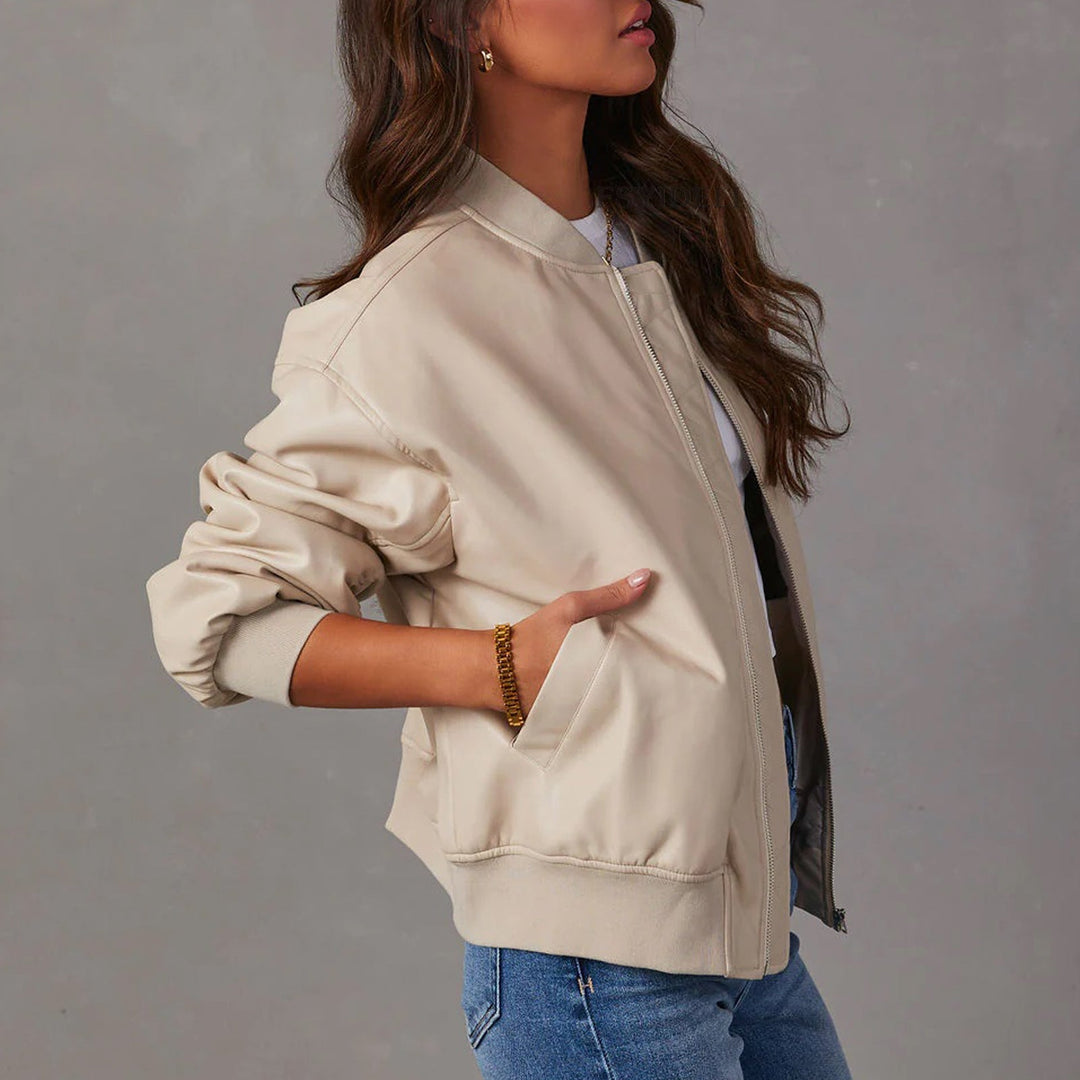 Everyday women's bomber jacket, a sleek and stylish outerwear option for versatile casual fashion.