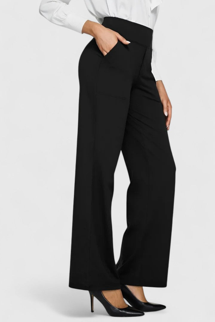 Smart women's pull-on work trousers, offering freedom of movement & refined office style.
