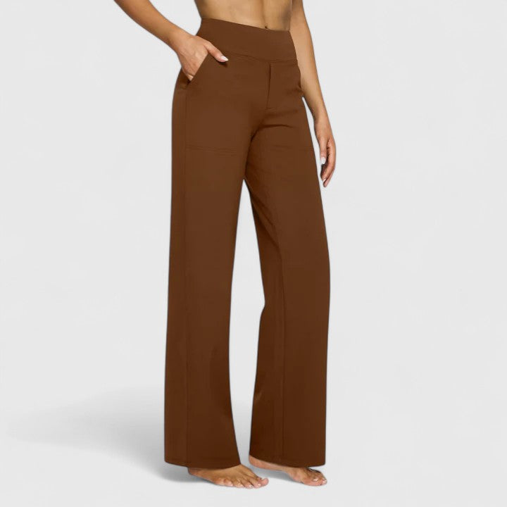 Modern women's pull-on pants with a wide elastic waistband for a smooth & flattering fit.