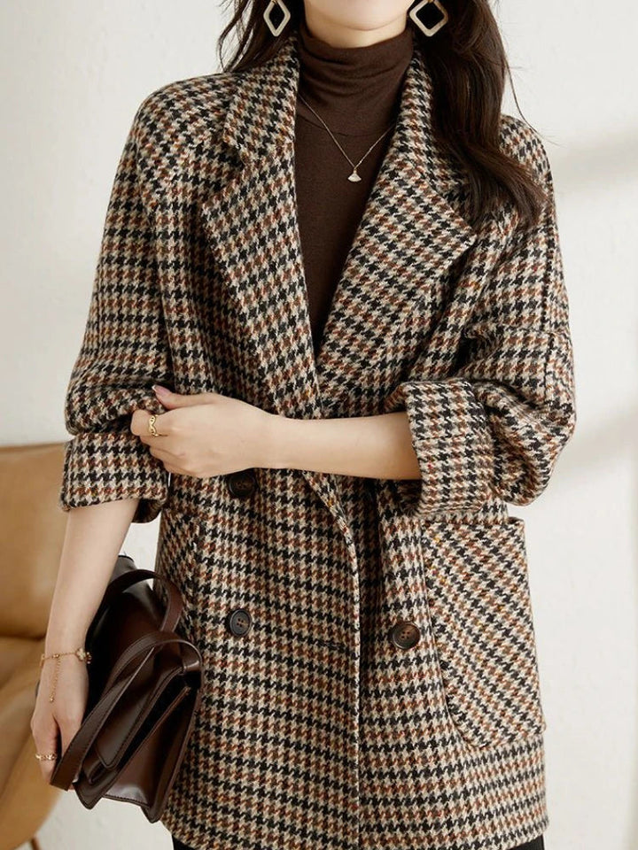 Stylish women's check jacket, a versatile spring outerwear piece for a polished look