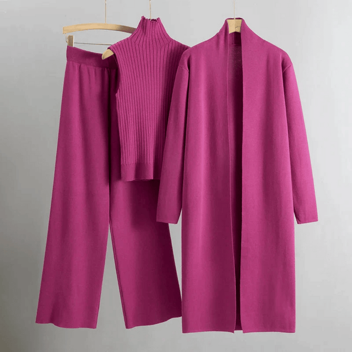 Lightweight women's spring three-piece pant set, ideal for a chic and comfortable workwear look