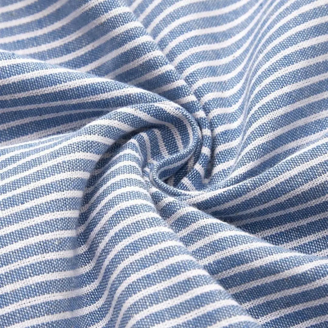 Comfortable women's striped midi dress, loose fit with button front. Perfect casual spring/summer fashion.