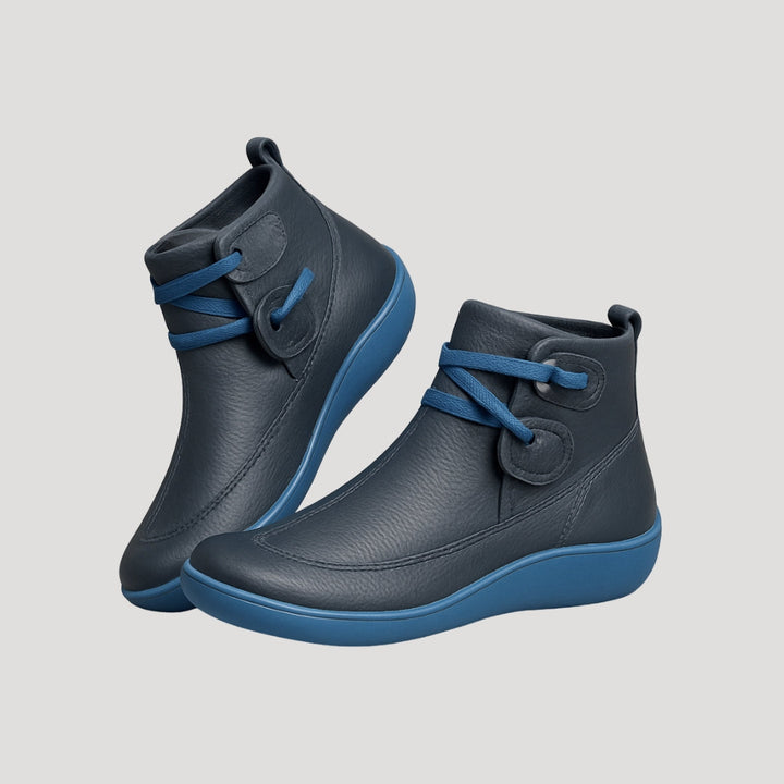 Women's spring ankle strap boots with a low heel, offering versatile chic style for casual everyday wear.