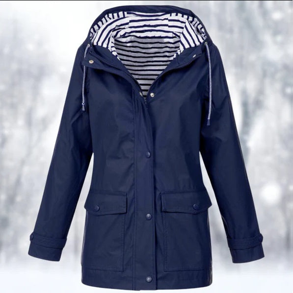 Lightweight women's hooded raincoat. Waterproof jacket for casual, all-weather rain protection. Womensfashion.