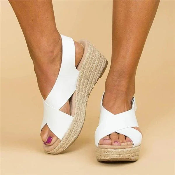 Designer women's espadrille wedge sandals, slingback, perfect for chic summer comfort & style.