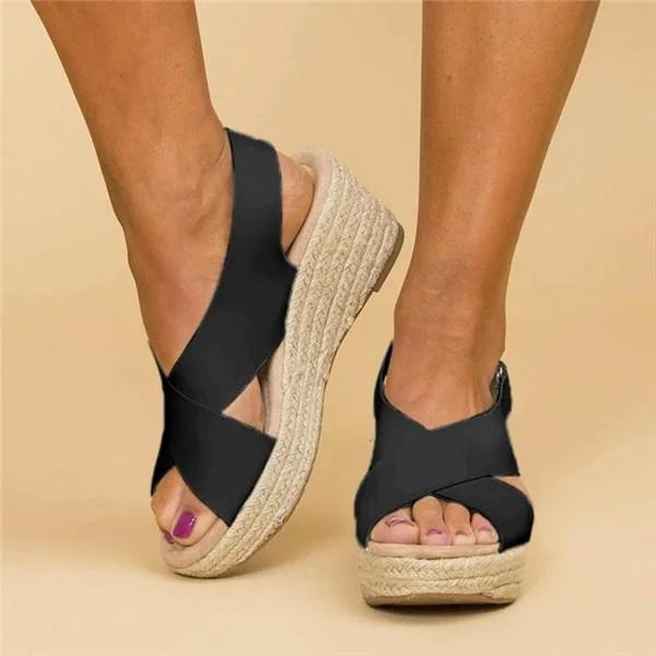 Stylish women's summer espadrille wedge sandals, slingback, great for vacation & daily wear.