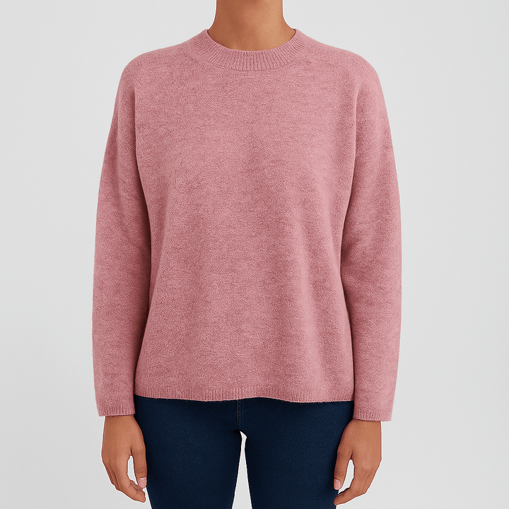 Women's super soft knit pullover in a solid color, round neck, perfect for cozy casual wear.