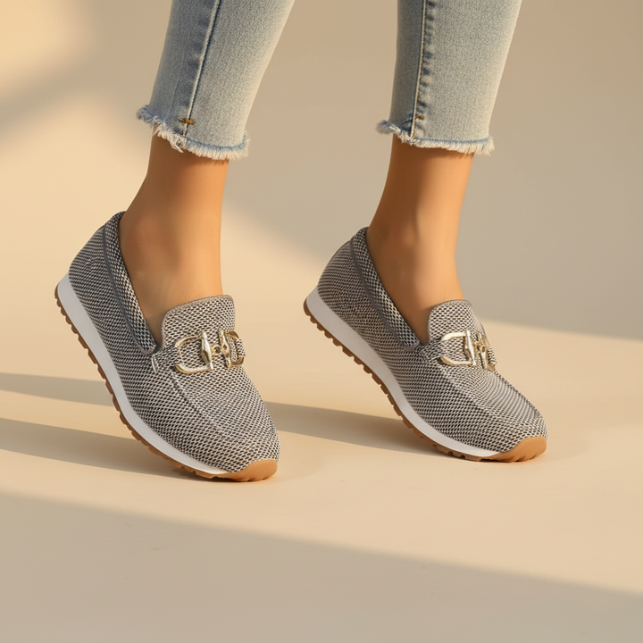 Close-up of Suzane women's orthopedic loafers, showing breathable material & comfortable cushioned sole.