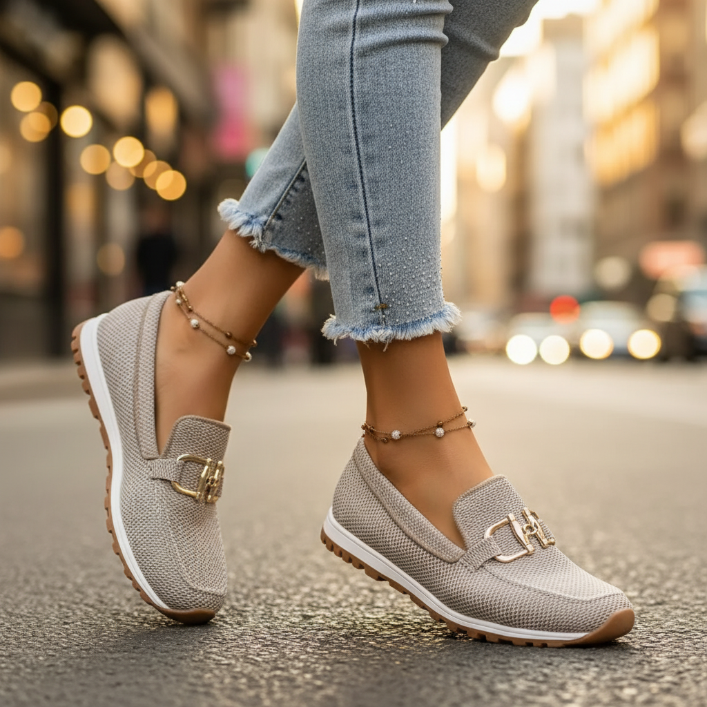 Side view of Suzane women's loafers, highlighting the orthopedic design & cushioned footbed for comfort.