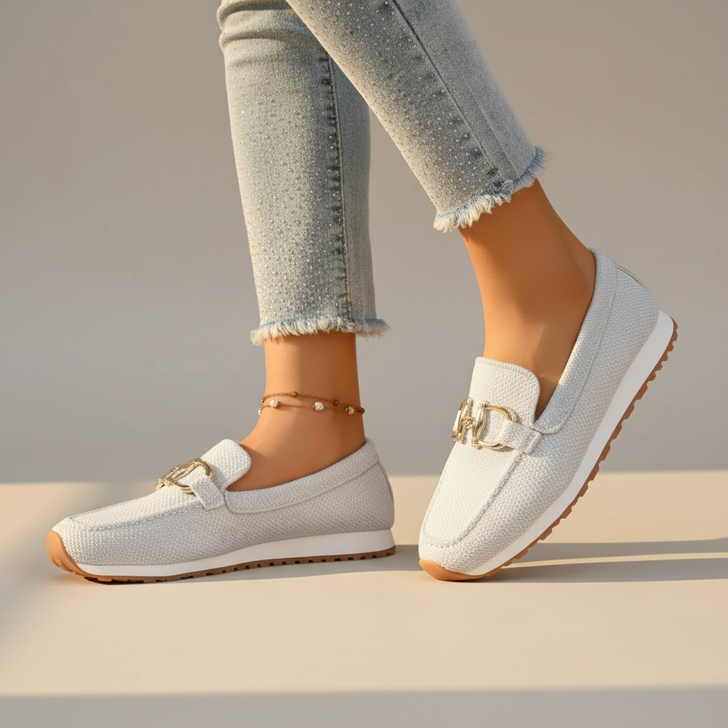 Front view of stylish Suzane women's slip-on loafers, perfect for elegant casual wear & all-day comfort.