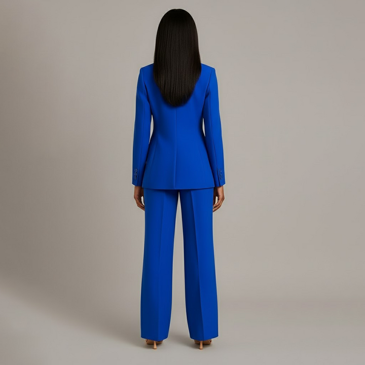Professional women's outfit: a smart tailored blazer and comfortable formal pants.