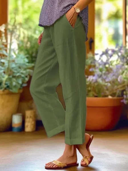 Women's comfortable cropped cuffed tapered pants, a versatile choice for spring and summer fashion.