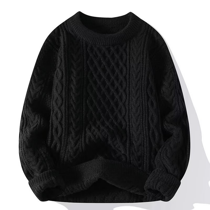 Close-up of a women's lightweight textured crewneck sweater, showcasing knit detail for spring fashion
