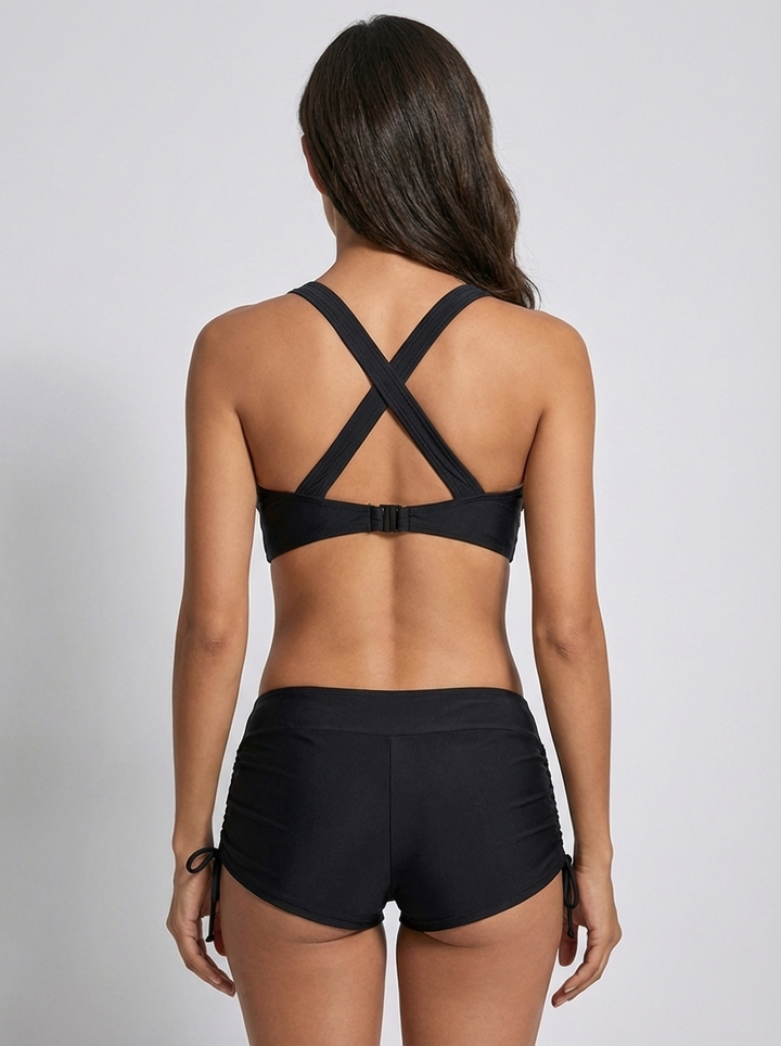 Comfortable women's high-waist two-piece bikini. Stylish swimwear with a confident, flattering fit.