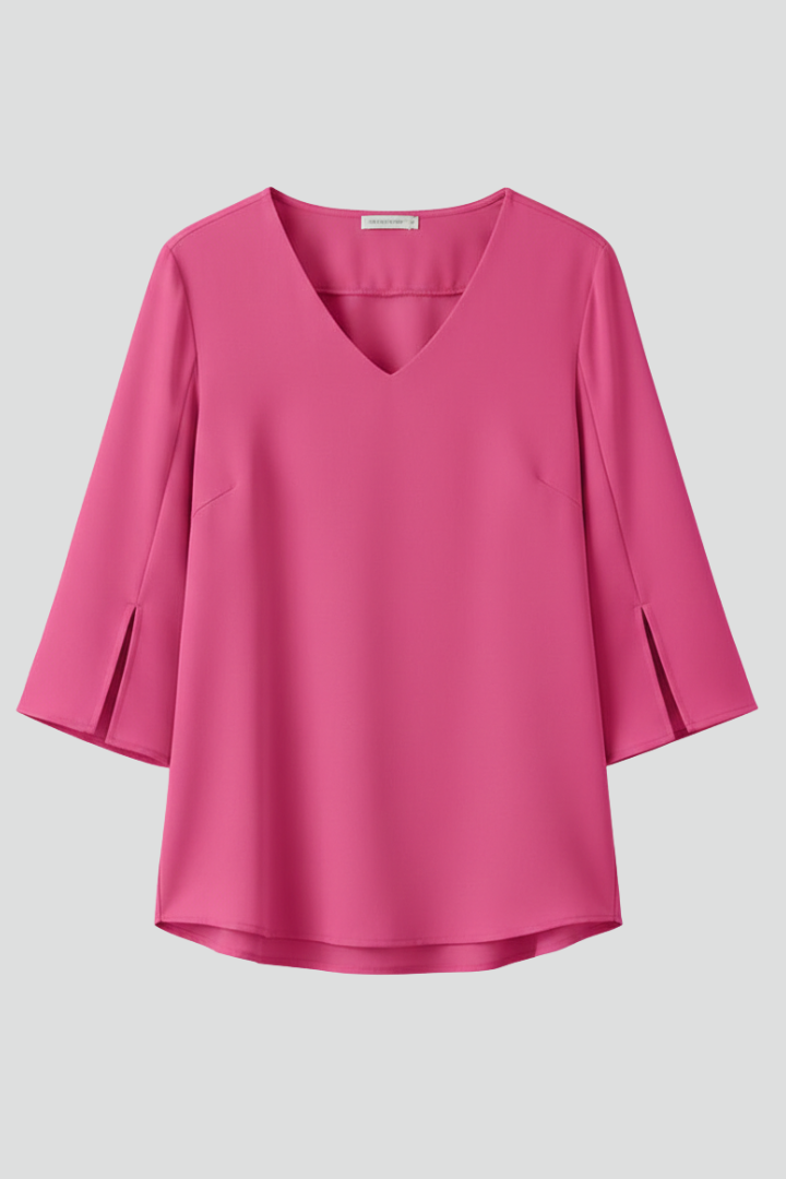 Women's V-neck short sleeve blouse, relaxed fit, perfect for casual wear & everyday fashion.