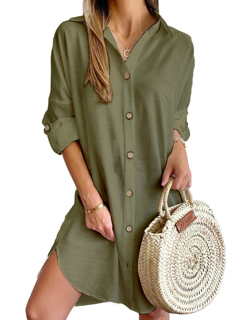 Casual women's button-up shirt dress, an everyday summer style staple for effortless looks.