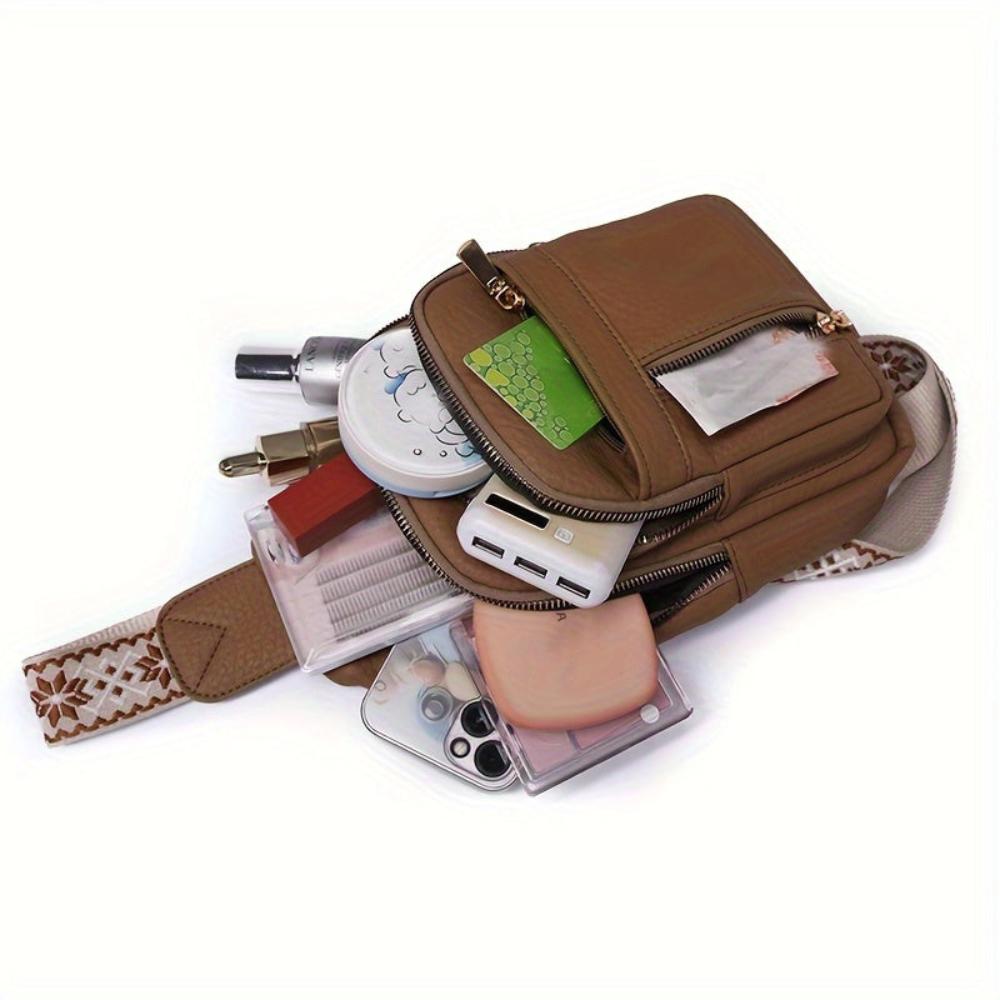 Women's stylish leather chest bag, perfect for everyday retro fashion and convenience.