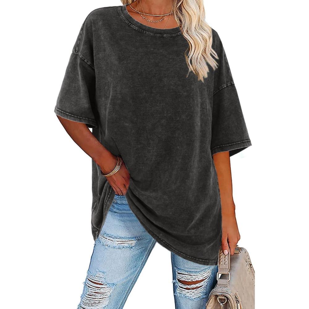 Women's vintage oversized t-shirt, relaxed fit & stylish comfort for casual wear.