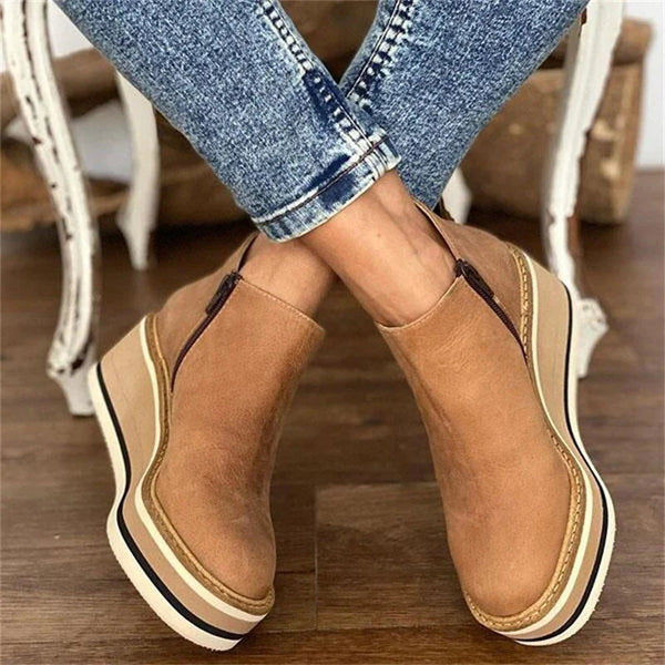 Comfortable women's ankle boots with side zipper, offering waterproof protection for everyday style.