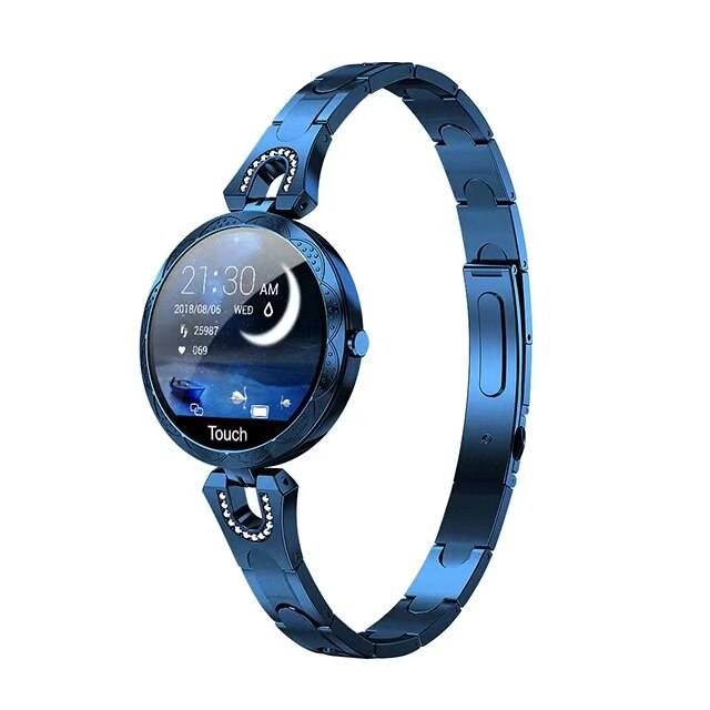 Women's waterproof fitness smartwatch with pulse monitoring, sleek design. Ideal health & activity tracker.