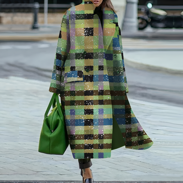 Oversized women's waterproof long coat with button closure, a fashionable raincoat for all seasons.