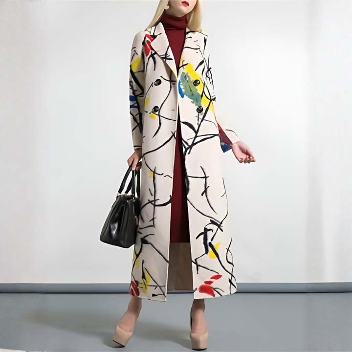 Practical women's waterproof long jacket, button-front for secure weather protection.