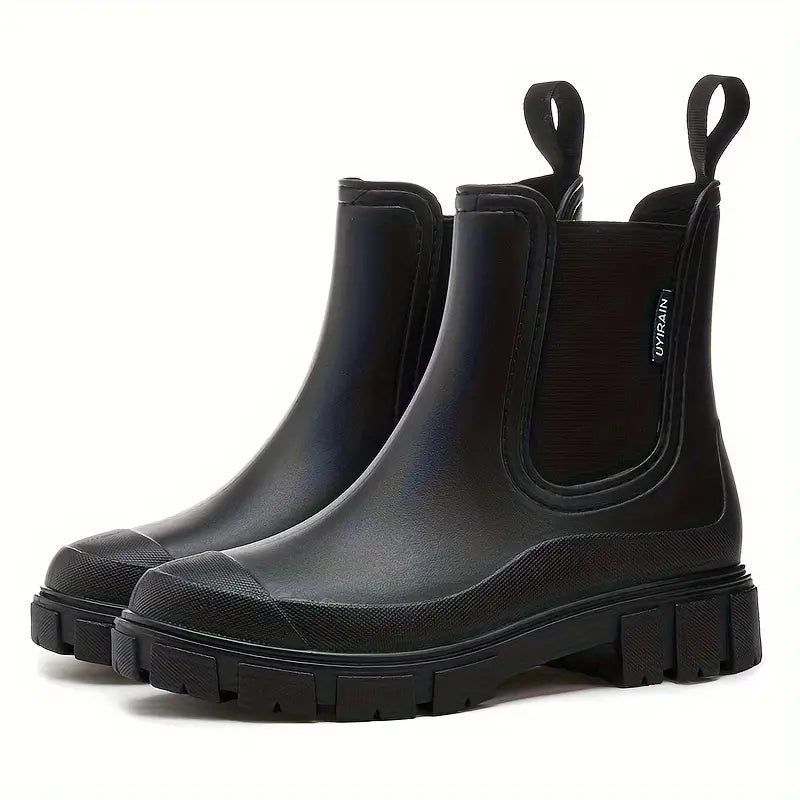 Casual women's waterproof Chelsea boots, versatile ankle footwear with a smooth finish and sturdy sole.