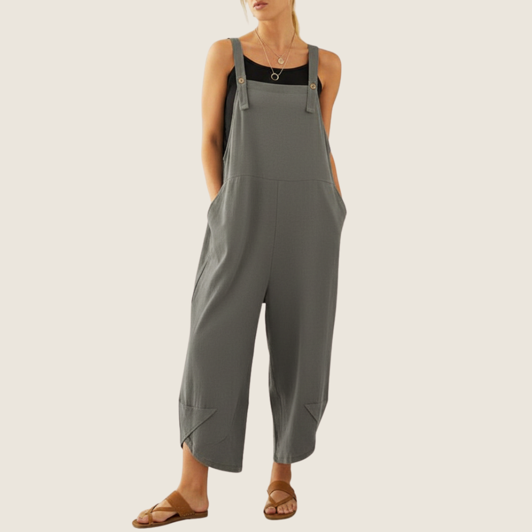 Relaxed fit women's wide leg cargo overalls, versatile for casual summer fashion.
