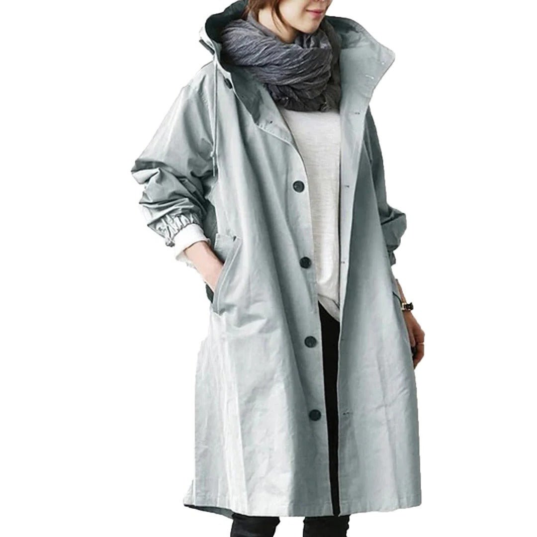 Women's Long Waterproof Raincoat with Breathable Fabric - Lexians