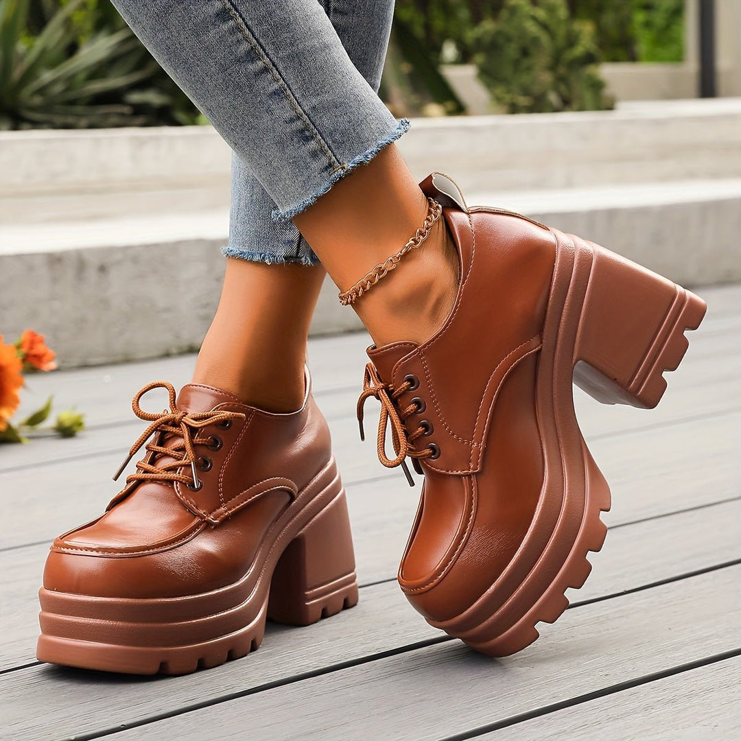 Women's Vivienne Platform Oxfords - Retro Style Chunky Heels - Lexians