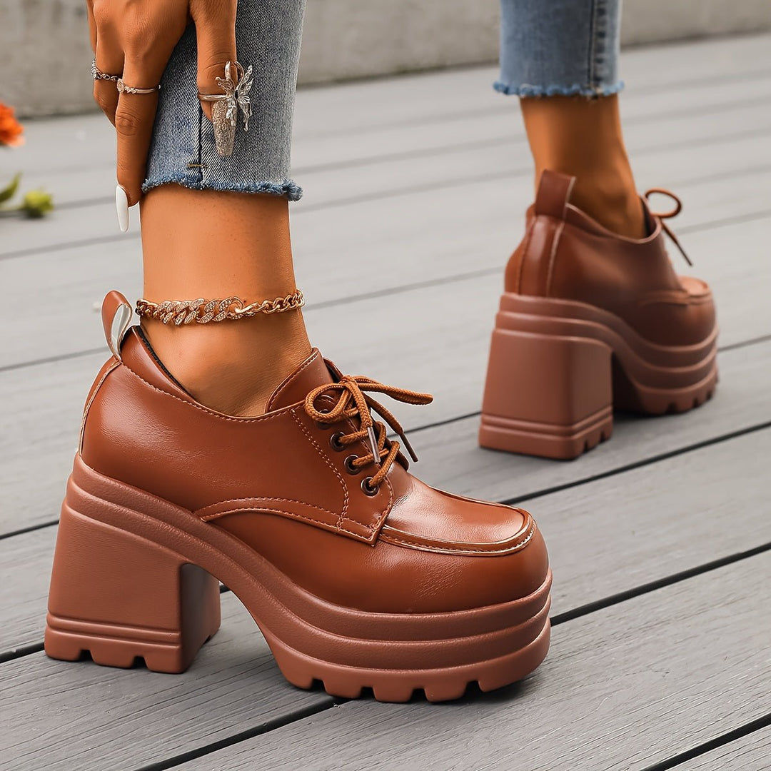 Women's Vivienne Platform Oxfords - Retro Style Chunky Heels - Lexians