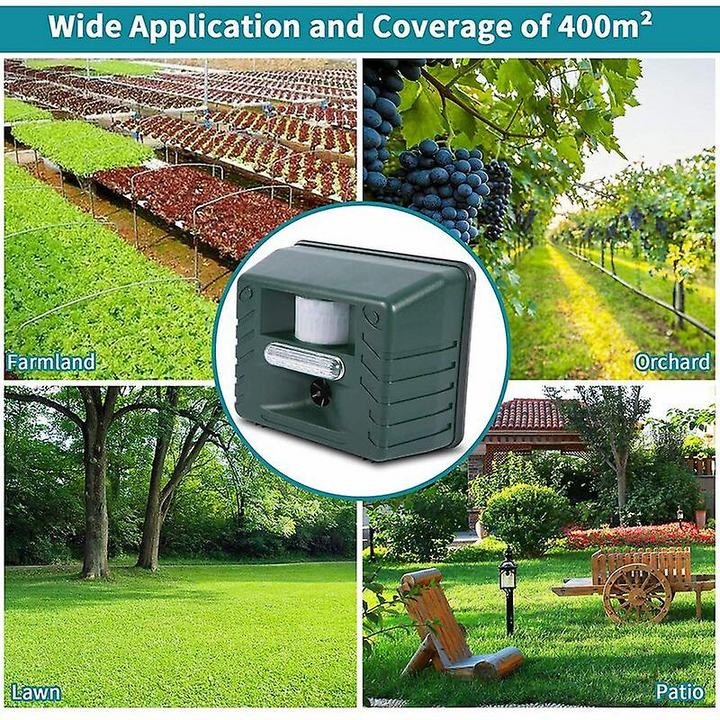 Humane solar ultrasonic woodpecker repeller. Effective outdoor bird control for garden protection.
