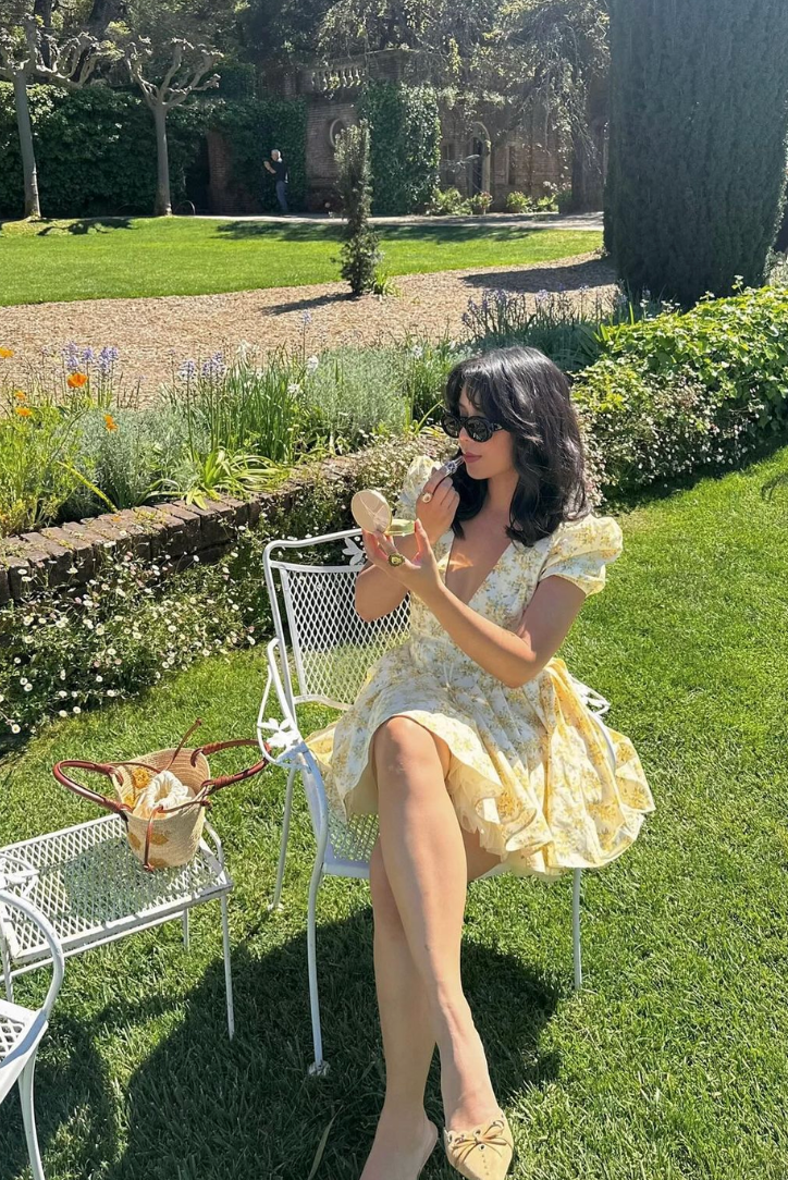 Beautiful yellow floral open back mini dress for women, with charming puff sleeves & A-line cut. Summer party.